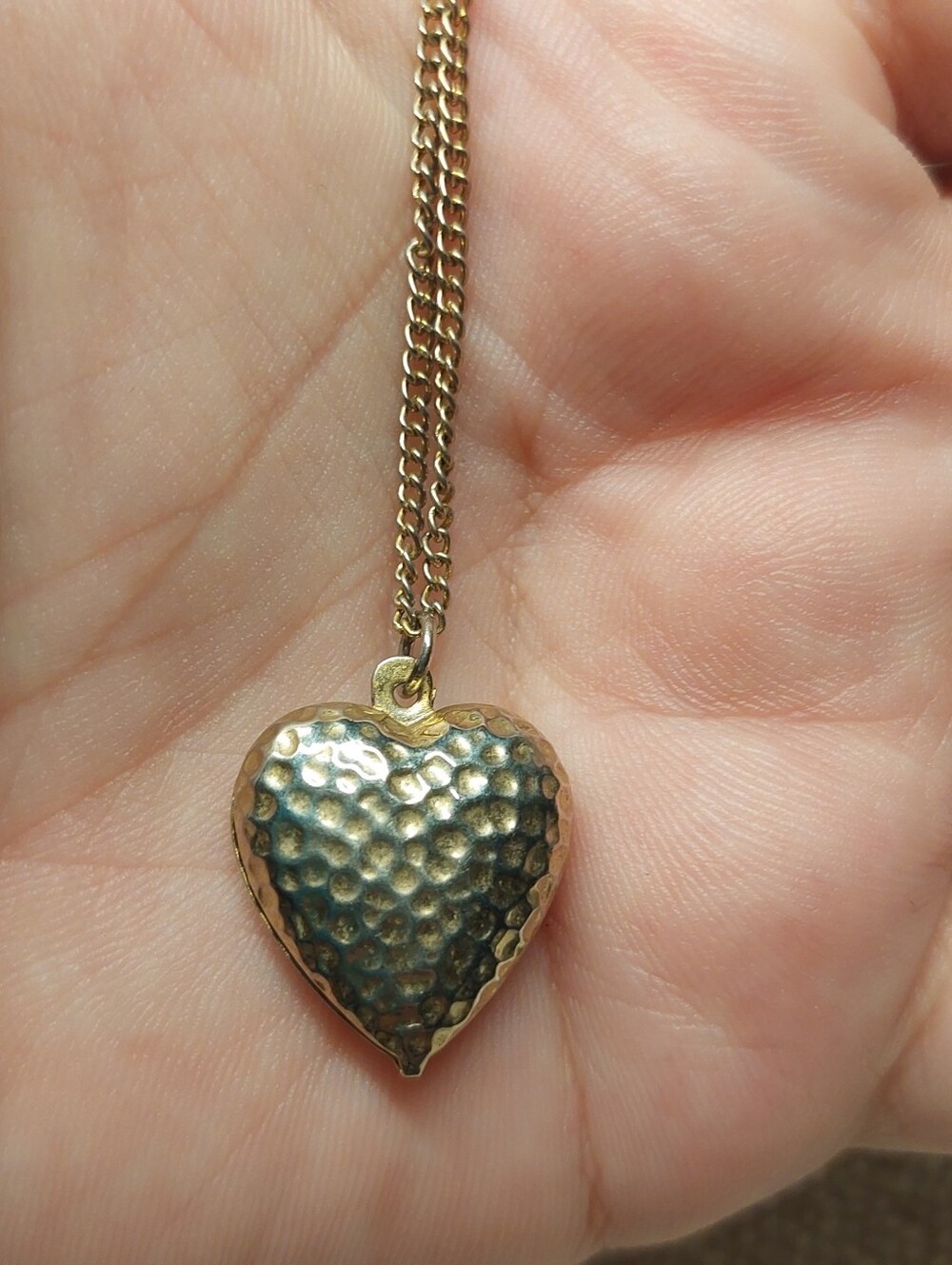 Gold-Tone Hammered Heart Pendant Necklace - Women's Jewelry